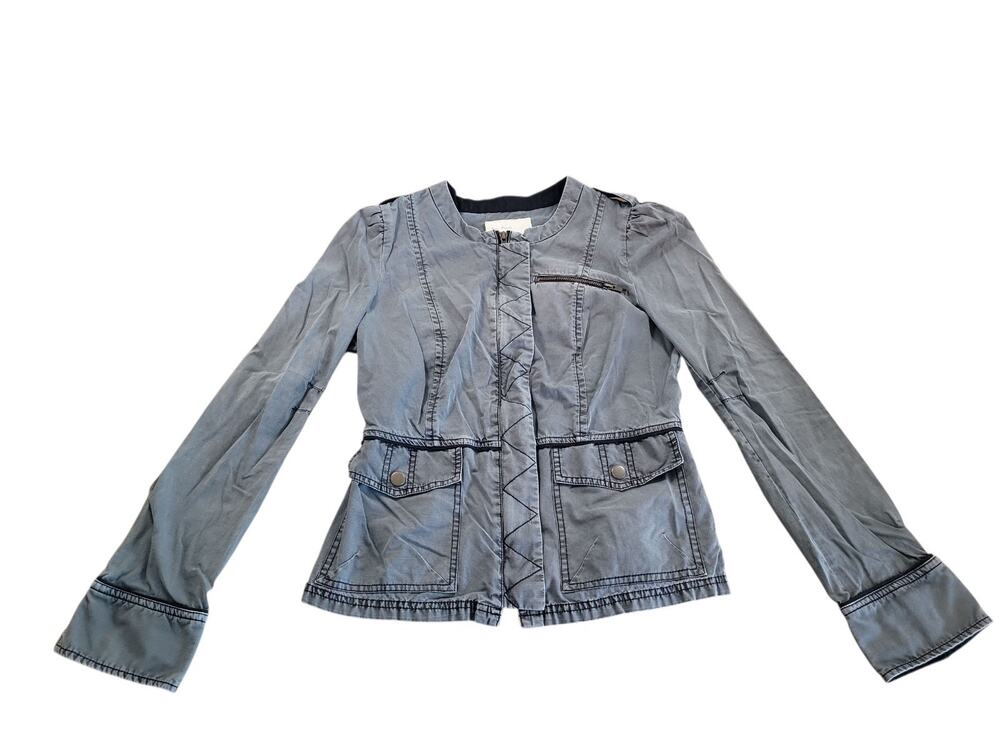 Free People Grey Fitted Military Jacket Women’s 10 EUC